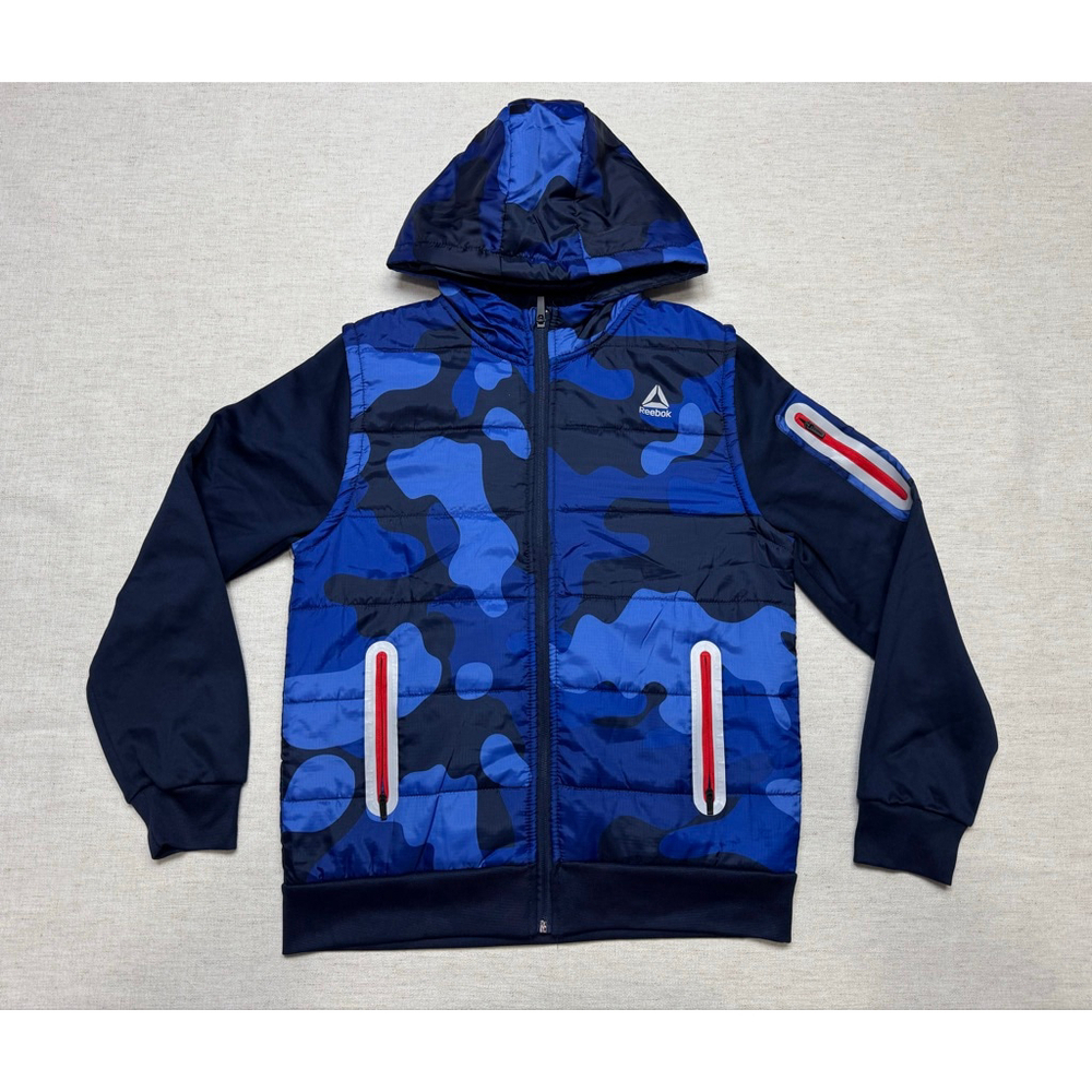 Reebok Youth Active Hooded Jacket 14/16 XL Blue Winter Outdoor Softshell Camo - Picture 3 of 6